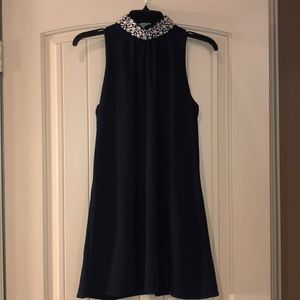 Navy dress with pearls